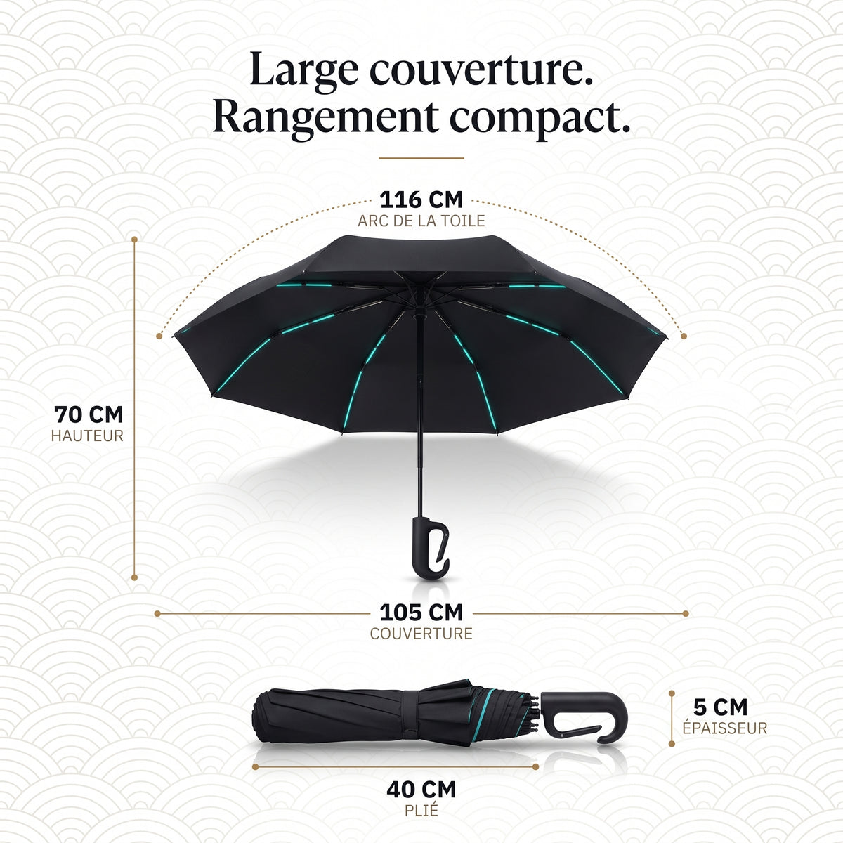 Parapluie japonais pliant automatique anti-vent